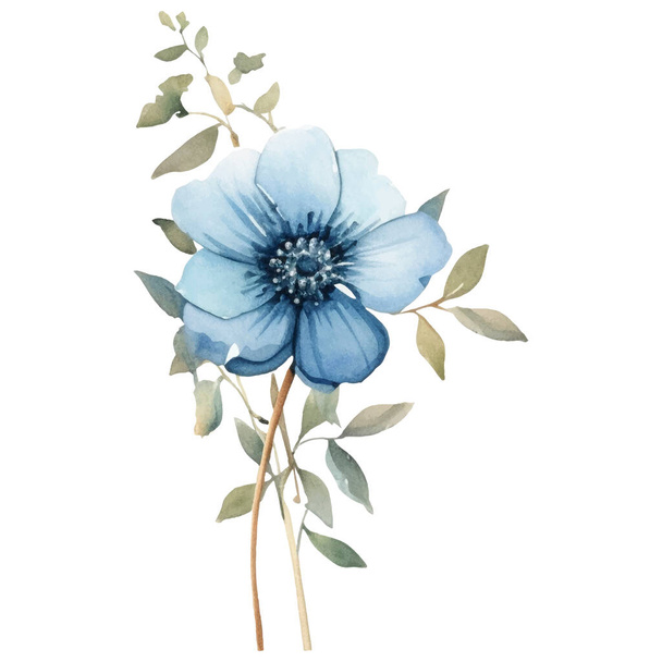 Watercolor flower illustration Illustration of a Blue and green Flower - Vektori, kuva