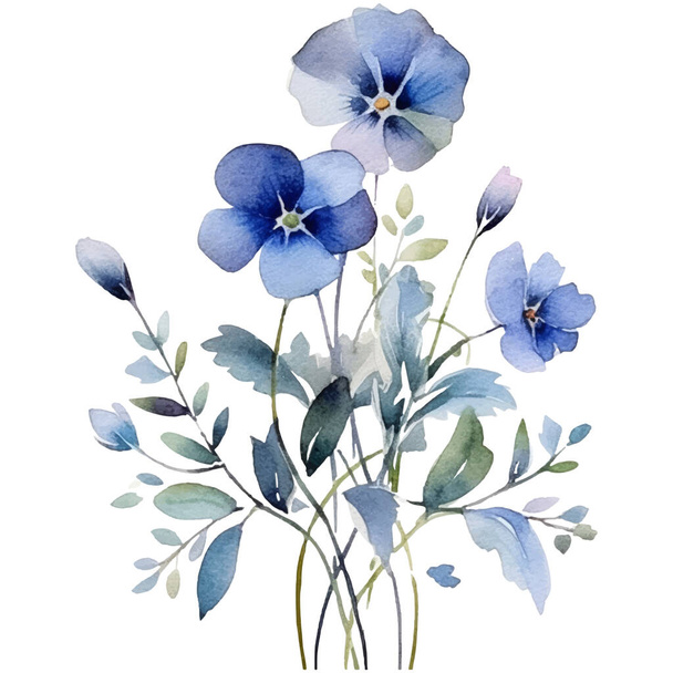 Watercolor flower illustration Illustration of a Blue and green Flower - Vektor, kép