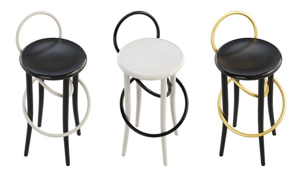 Ξύλινες καρέκλες με ατμό. Ξύλινα συμπαγή κόπρανα οξιάς σε λευκό φόντο. Μεσαίωνας, Μοντέρνο, Σκανδιναβικό, Loft εσωτερικό. 3d απόδοση - Φωτογραφία, εικόνα