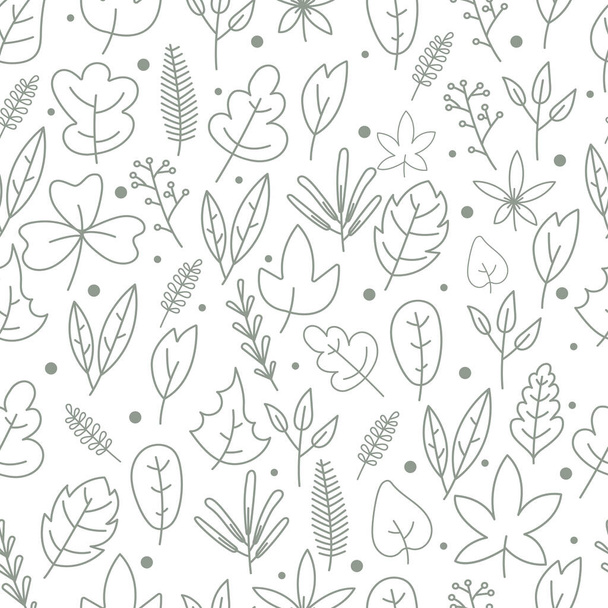 outline leaf seamless background vector, minimalist floral line art vector illustration template - Διάνυσμα, εικόνα