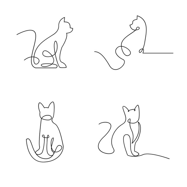 Modello di illustrazione del disegno dell'icona Cat single Line - Vettoriali, immagini