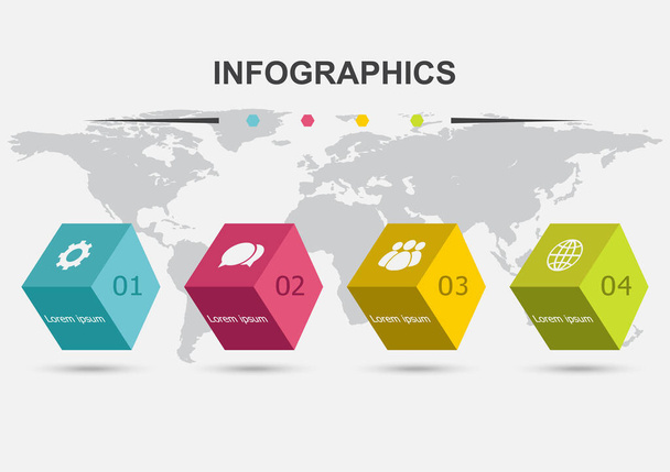 3D boxen infographic design template met schaduw - Vector, afbeelding