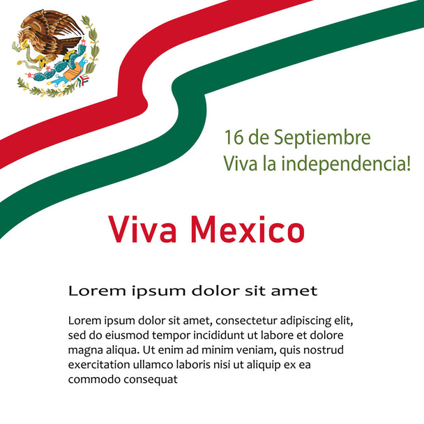 Meksika 'da bağımsızlık günü afişi sosyal ağ için. Geleneksel renkte vektör illüstrasyonu. Bağımsız gün tebrik kartı.  - Vektör, Görsel