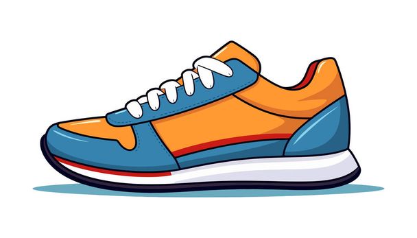 Zapatilla de color sobre fondo blanco. Zapatos deportivos. Ilustración vectorial - Vector, Imagen