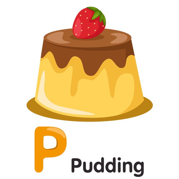 Illustrator of P font with pudding - Vector, Image