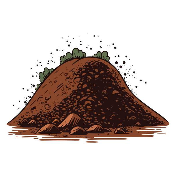 Pile of ground. Soil for growing plants. Cute image of heap of soil for agricultural. Vector illustration. Generated AI - Vector, Image