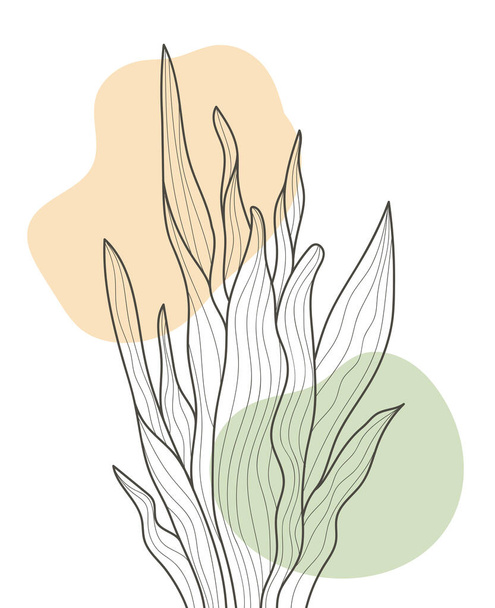 Χειροποίητο Επίπεδο Σχέδιο Απλό Λουλούδι και Τροπικό Σχέδιο Φυτών - Διάνυσμα, εικόνα