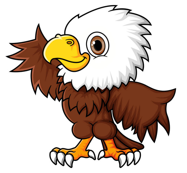 Cartoon funny little eagle posing of illustration - Вектор,изображение