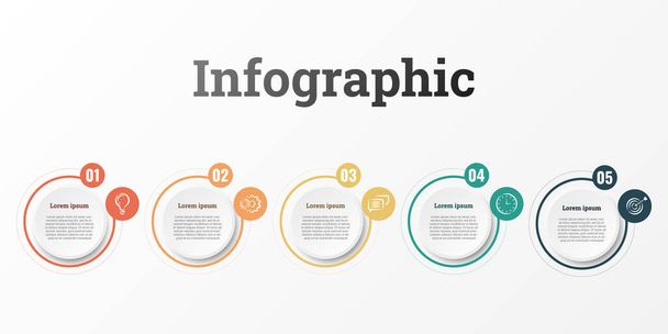 Infographic gebruikt voor gedetailleerde rapporten over alle 5 onderwerpen. - Vector, afbeelding