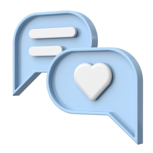Like icon. Chat bubble. 3D illustration. - Foto, afbeelding