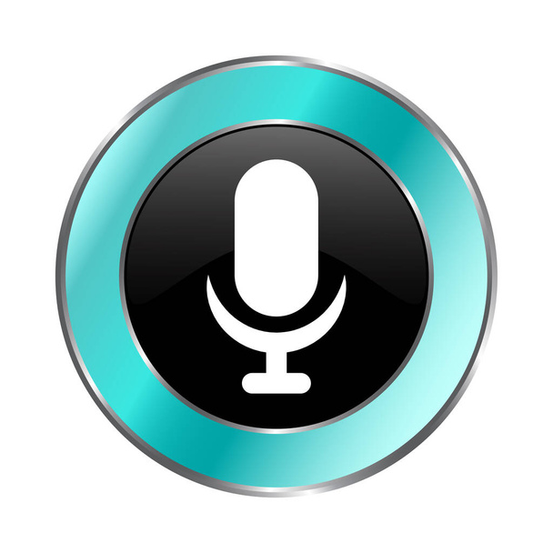 Mikrofon ikon vektor, Voice On Air Button, Podcast ikon, Broadcast, 3D realisztikus fényes és fényes mikrofon vektor ikon UI UX bemutató, Hangcsevegés szimbólum, Néma ikon - Vektor, kép