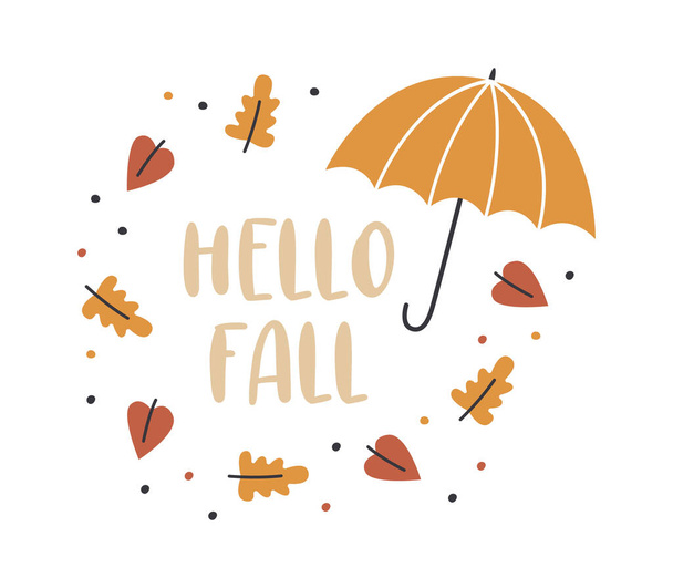Γεια Fall Lettering σήμα διανυσματική εικονογράφηση - Διάνυσμα, εικόνα