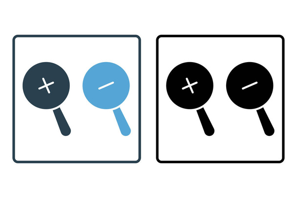 Zoom In and Zoom Out Icon. search, Magnifying glass. Solid icon style design. Simple vector design editable - Vector, Image