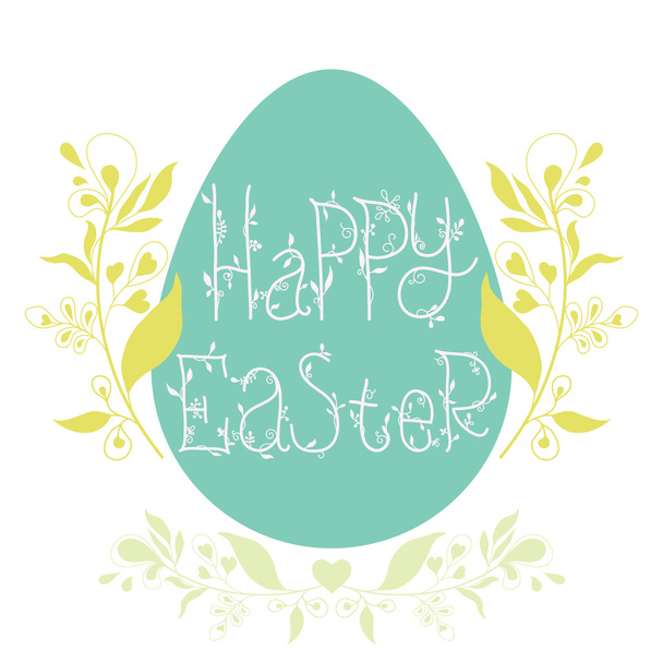 Happy Easter festive poster with floral decorative elements, quo - Вектор, зображення
