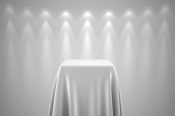 Beyaz ipek kumaştan ve spot ışığı ile ayaklı - Fotoğraf, Görsel