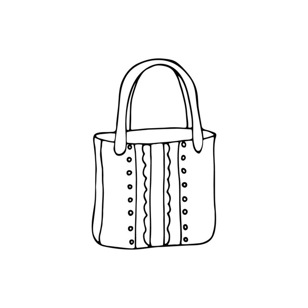 sketch of hand drawn women's summer bag, vector illustration isolated on white background - Vetor, Imagem