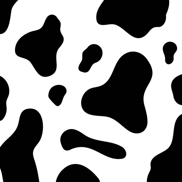 fondo animal, vacas, manchas, textura de vaca, mamíferos. El fondo de la vaca es blanco y negro en un estilo plano. - Vector, imagen