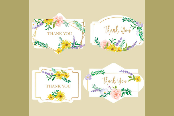 beautiful hand drawn flower and leaves label collection - Vector, Image