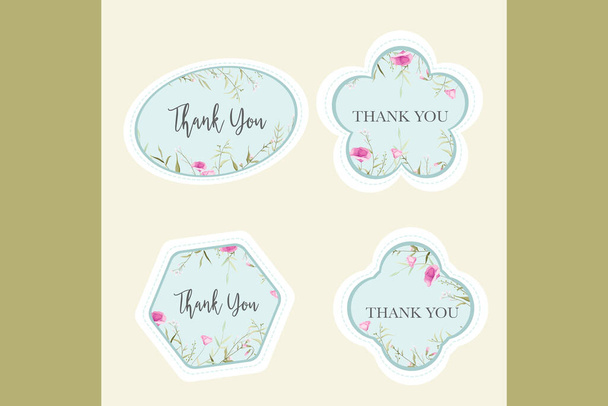 beautiful hand drawn flower and leaves label collection - Vector, Image