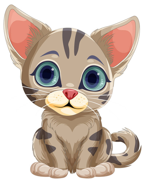 Roztomilý kočka kreslený znak ilustrace - Vektor, obrázek