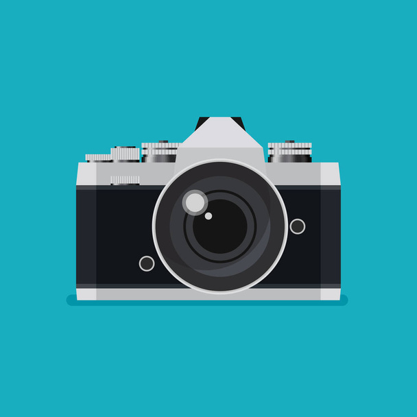 Retro film camera in a flat style. Vector illustration - Vector, Image