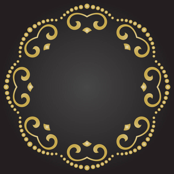Oriental vector ornament with arabesques and floral elements. Traditional classic ornament. Vintage lack and golden round pattern with arabesques - Вектор, зображення