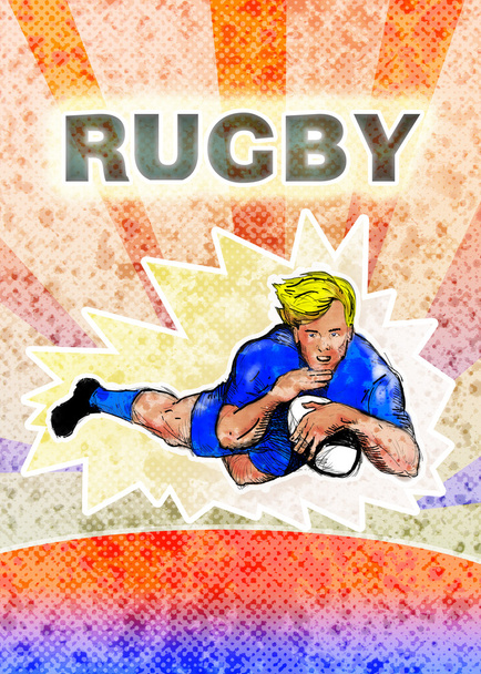 Jugador de rugby de buceo para anotar un intento
 - Foto, Imagen