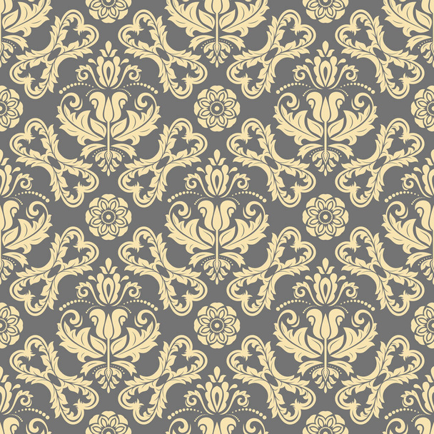 Classic seamless vector pattern. Damask orient ornament. Classic gray and golden vintage background. Orient pattern for fabric, wallpapers and packaging - Vector, afbeelding