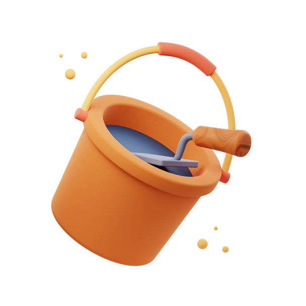 3D Illustration render of Construction Bucket icon designs. Perfect for construction, renovation, building, and equipment-themed projects to enhance your designs. - Fotografie, Obrázek