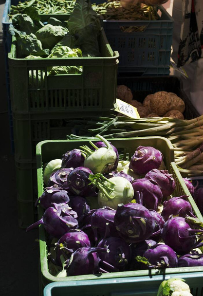Vegetables for sale in Prague farmers market - Fotoğraf, Görsel