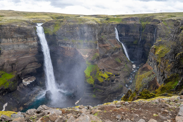 Haifoss is among the tallest waterfalls, Thjorsardalur Valley in Iceland - Foto, Imagem