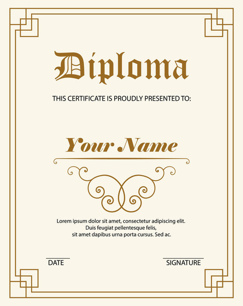 Diploma, certificate design template - Vector, Image