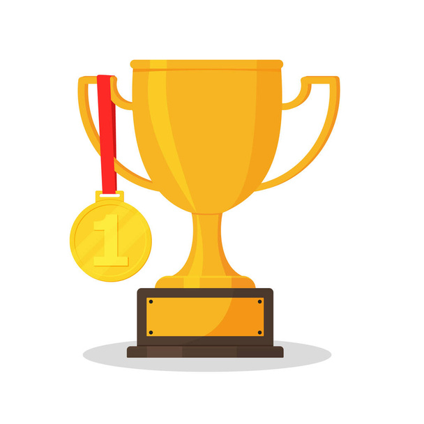 Winner's trophy icon. The golden trophy vector is a symbol of victory in a sports event. - Vector, Image