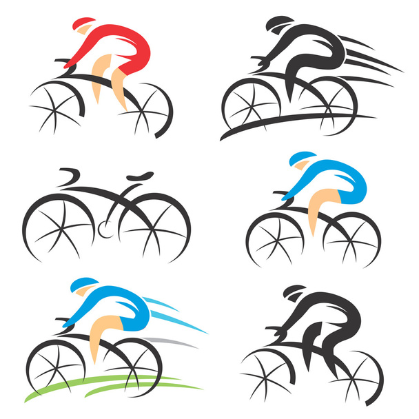 Iconos con ciclista estilizado
 - Vector, Imagen