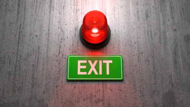 emergency light with EXIT word on wooden background - Footage, Video