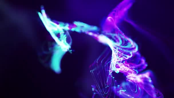 colorati flussi di particelle d'onda volanti digitali futuristiche Spostamento su animazione astratta di sfondo - Filmati, video