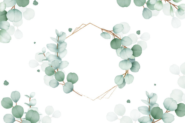 Eleganter floraler Hintergrund mit Handzeichnung Eukalyptus-Aquarell   - Vektor, Bild