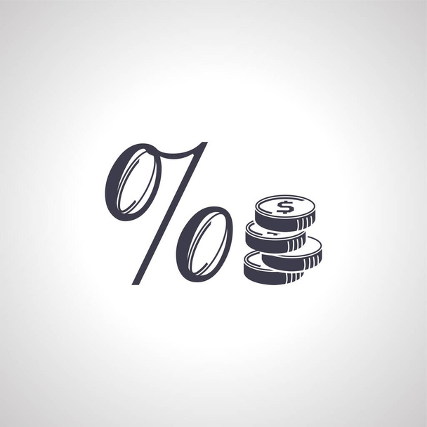 ikona úrokové sazby. ikona provize. mince s ikonou procent - Vektor, obrázek