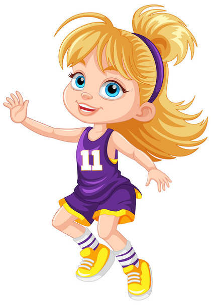 Female basketball player cartoon character illustration - Vector, Image