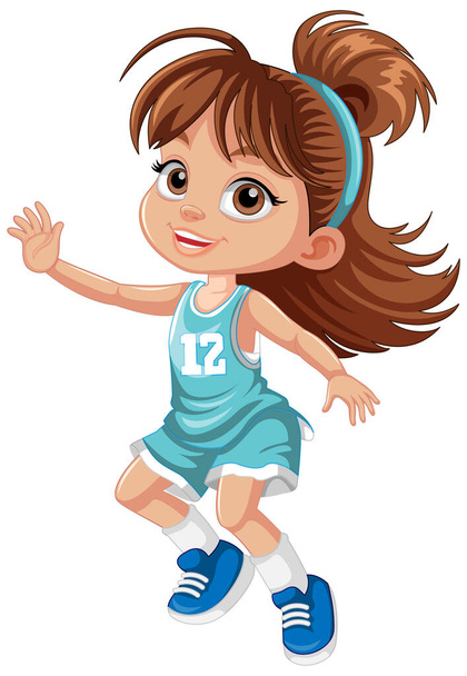 Female basketball player cartoon character illustration - Διάνυσμα, εικόνα