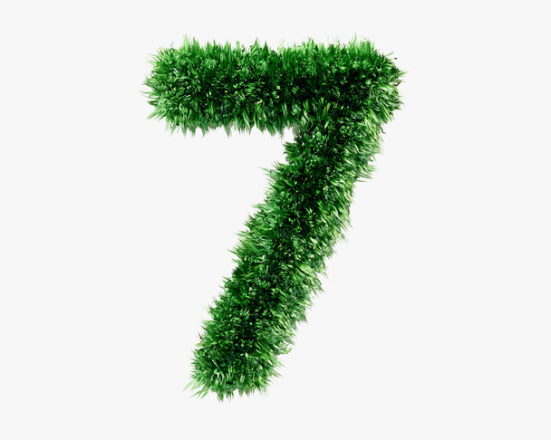 Ziffern aus grünem Rasengras. 3D-Illustration der grünen Pflanze Alphabet isoliert auf weißem Hintergrund - Foto, Bild