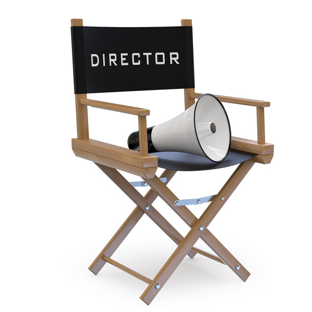 Cadeira de diretor de cinema com um megafone
 - Foto, Imagem