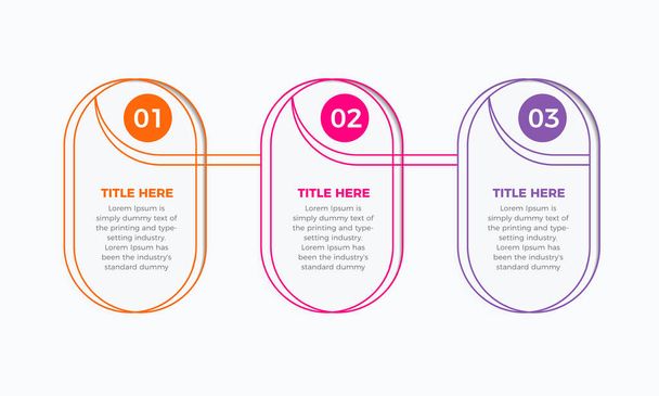 Infografika biznesowa z kolorowym szablonem z ikonami i 3 opcjami. Trzy kroki infograficzny szablon projektu  - Wektor, obraz
