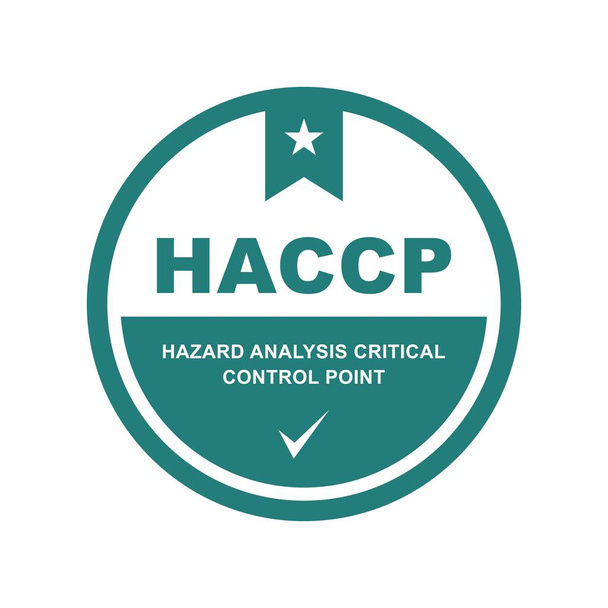 HACCP - Hazard Analysis and Critical Control Points Badge Logo Vektor Icon. Geeignet für Produktetiketten - Vektor, Bild