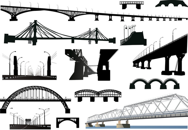 collection of isolated bridges - Vector, Image
