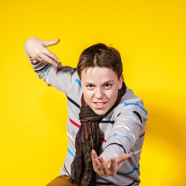 Teenage boy close-up portrait in studio - Photo, Image