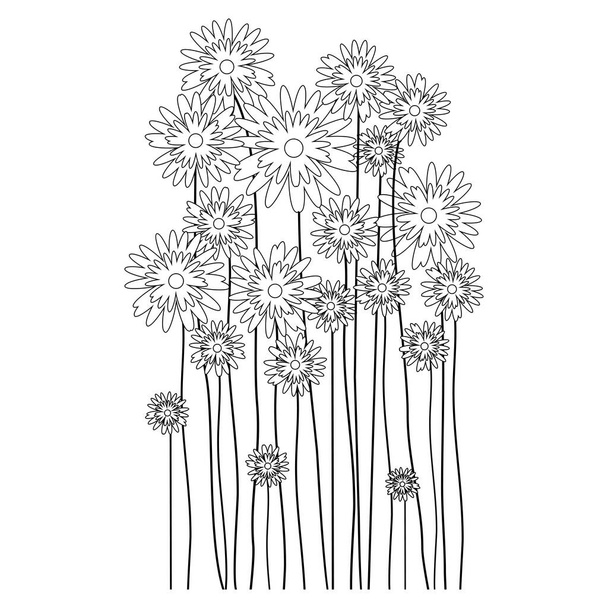 Spring Flower Silhouettes. Flowers silhouettes isolated on White Background. Vector line hand drawn illustration with flowers. Vector Illustration. Elements for design. - Vektor, kép