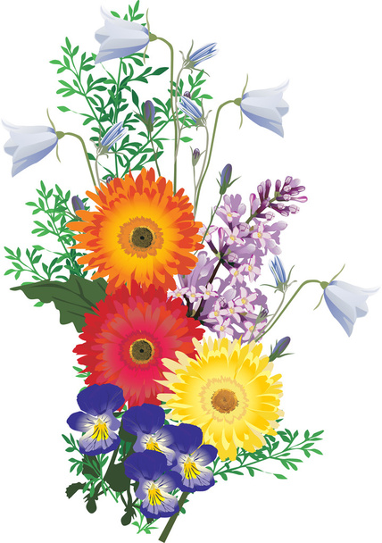 különböző színű virágok csokor illusztráció - Vektor, kép