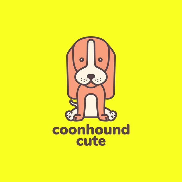 animal pets dog puppy coon hound cute mascot cartoon logo design vector - Vector, Image