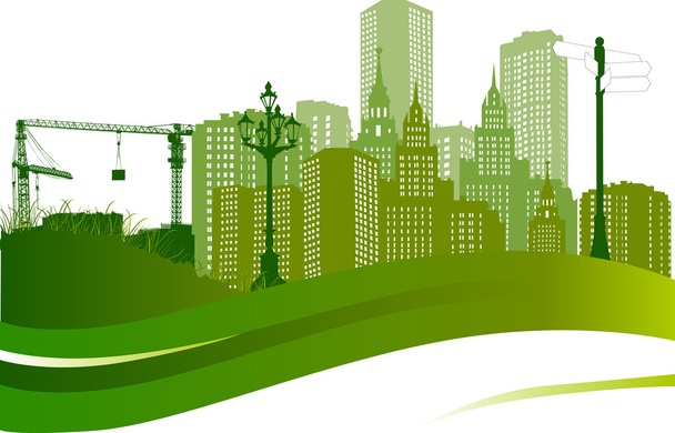 cidade verde paisagem ilustração
 - Vetor, Imagem